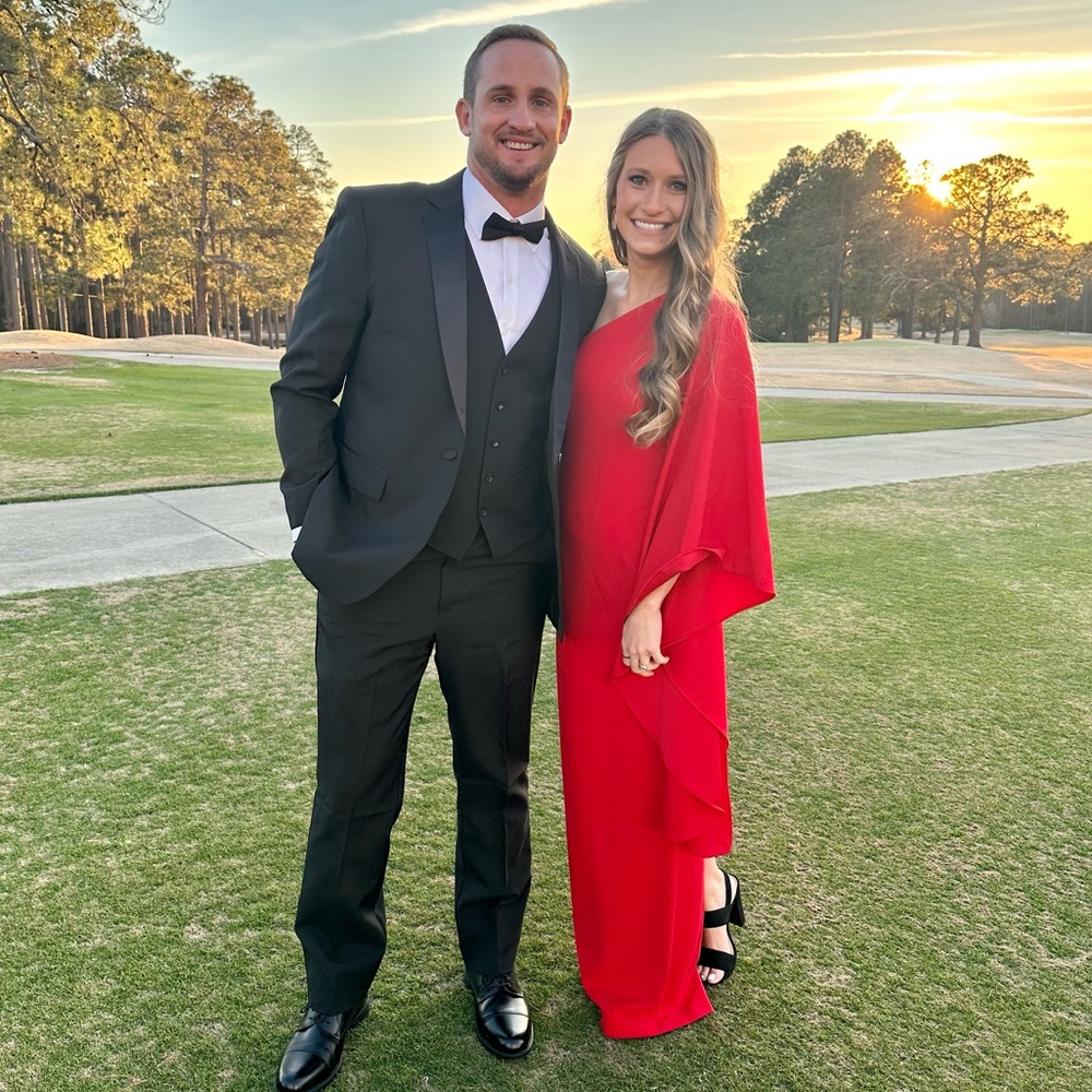 Red evening gown
